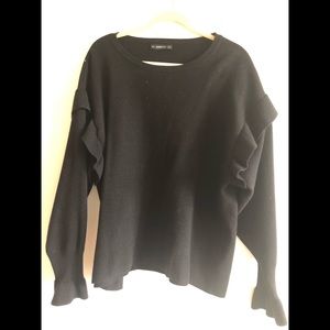 ZARA black sweater with ruffle detail size medium
